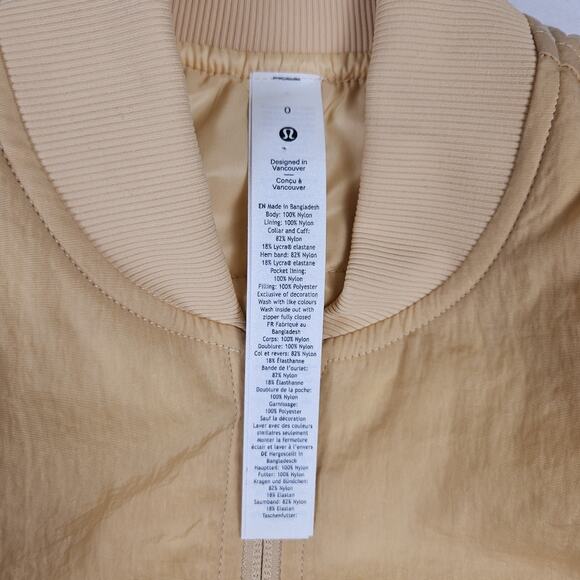 Lululemon Non-Stop Bomber Vest Reversible Womens 0 XS Puffer Gym Apricot Outdoor - Picture 12 of 16
